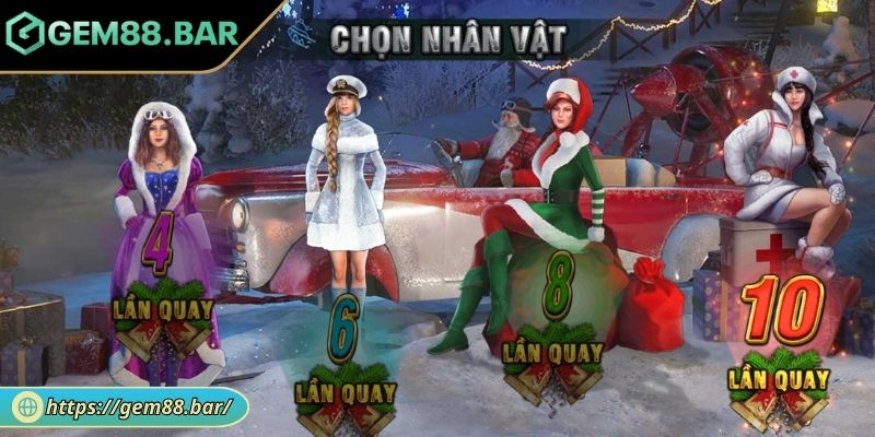 Mỹ Nhân Giáng Sinh - Game Nổ Hũ GEM88 Hấp Dẫn, Thưởng Cao 3 Tận dụng vòng quay miễn phí