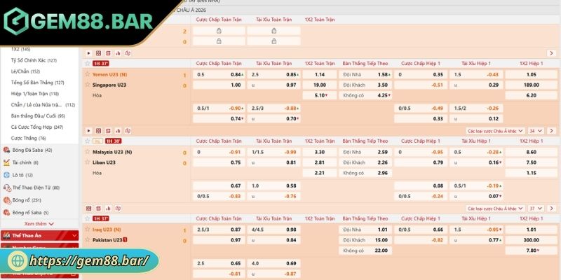 Kèo Cơ Hội Kép GEM88 Và Bí Quyết Soi Chuẩn Xác Nhất 3 Theo dõi biến động Odds